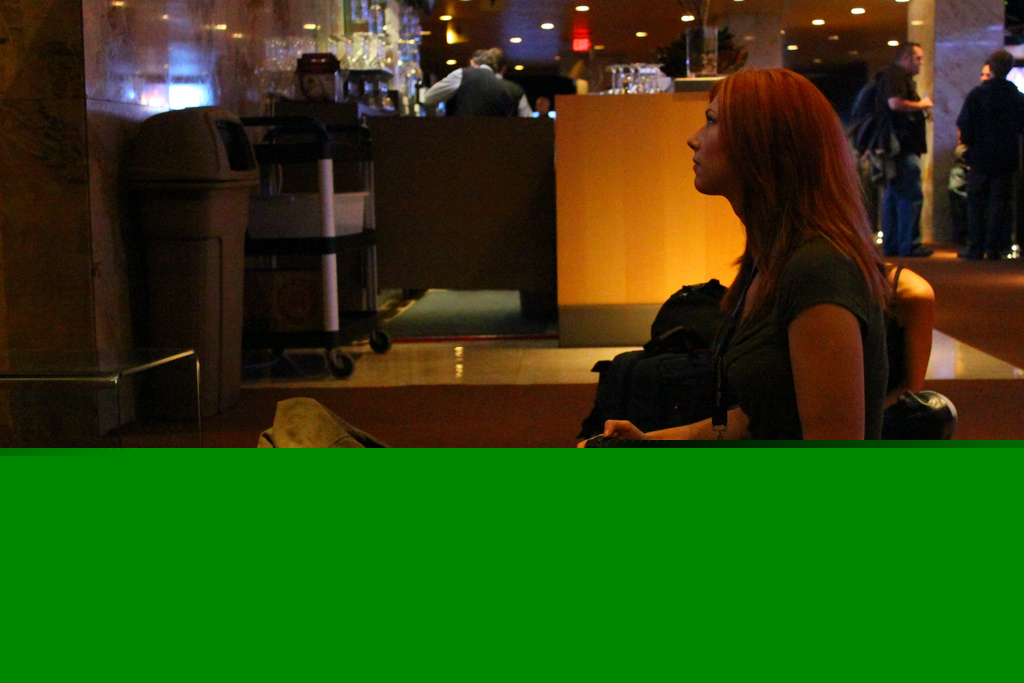 A woman playing video games. Photo by Shane K.