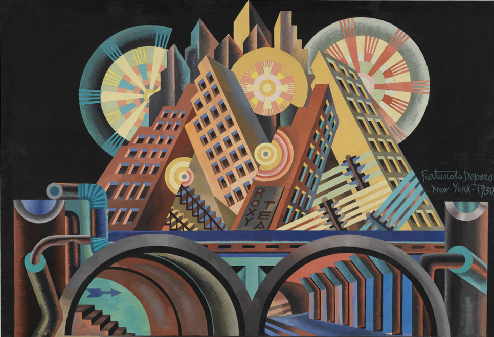 "Skyscrapers and Tunnels", by Fortunato Depero