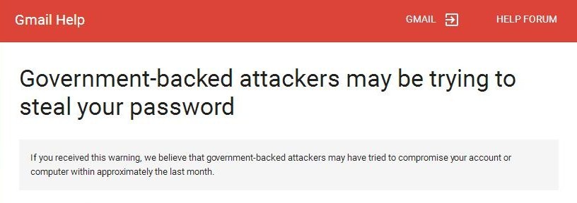 Google Government Hack Warning